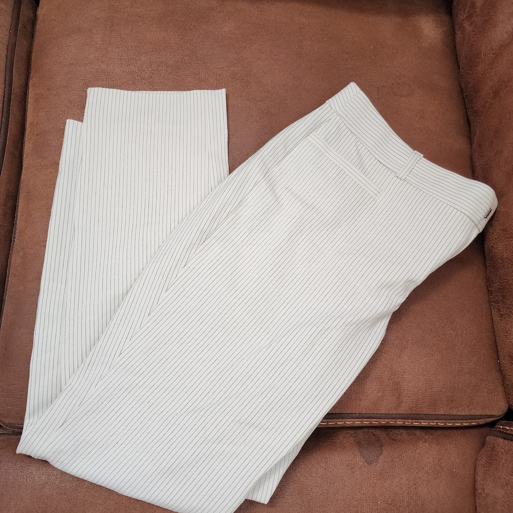 Banana Republic White and Black Pinstripe Sloan Pants